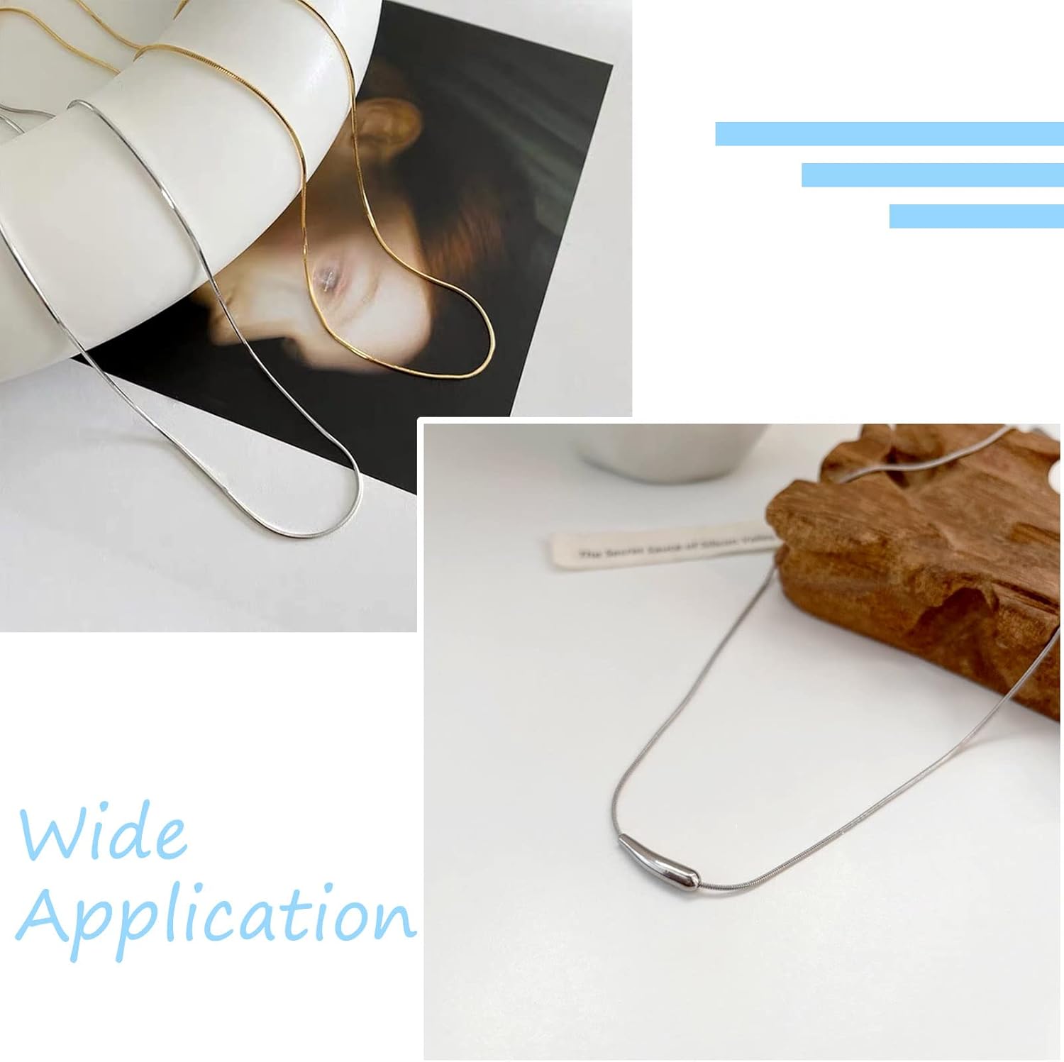 Pandahall 16.4 Ft 1.2mm Stainless Steel Snake Chains with 50Pcs Jump Ring 10Pcs Lobster Claw Clasps 30Pcs Folding Crimp Ends Jewelry Making Kits for Chain Necklace DIY… - Image 4