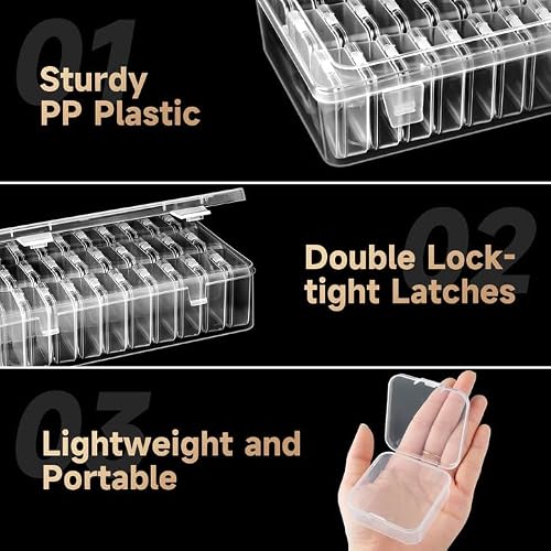 Mauproy Small Bead Organizers, 30 Plastic Storage Cases, Mini Clear Craft Containers with Hinged Lid and Label Small Parts Storage Boxes for DIY Art Craft Accessories - Thumbnail 3