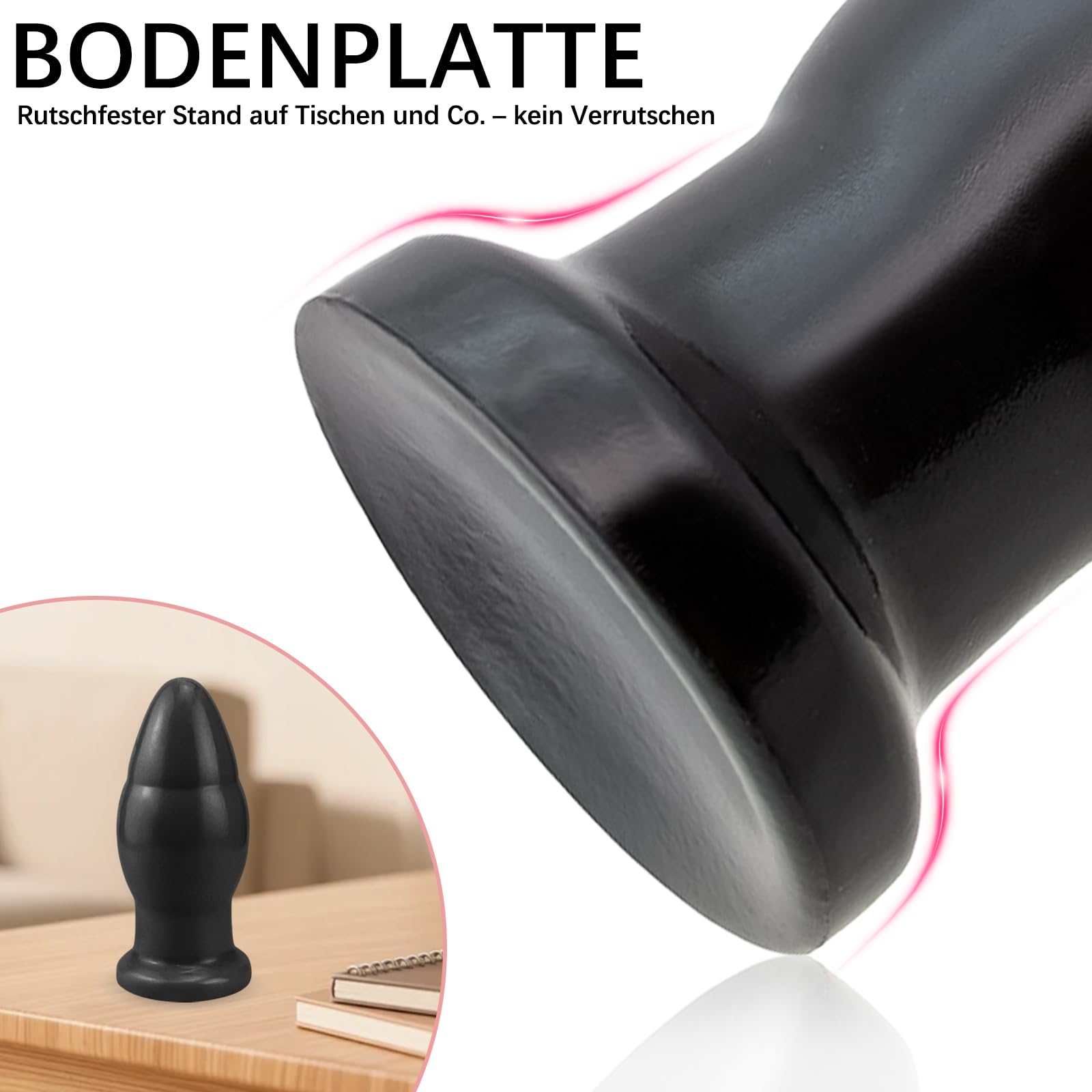 BDSMLOVE tapón anal grande Φ 8 CM, tapón anal gigante, consolador anal XXL, juguetes anales, fisting, expansor anal, juguete sexual erótico a partir de 18 para parejas (Negro)