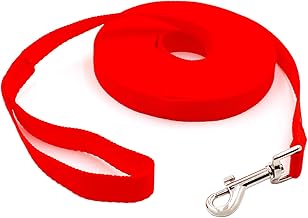Dog Lead 5 m, Waterproof Dog Leash with Hand Strap and 360 Degree Carabiner Heavy Duty for Medium Large Dogs, Red