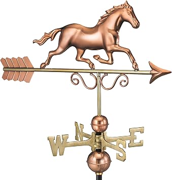 Good Directions Polished Copper Galloping Horse Weathervane Decorative Rooftop Accent for Barns, Homes, Sheds, and Cupolas Durable & Handcrafted