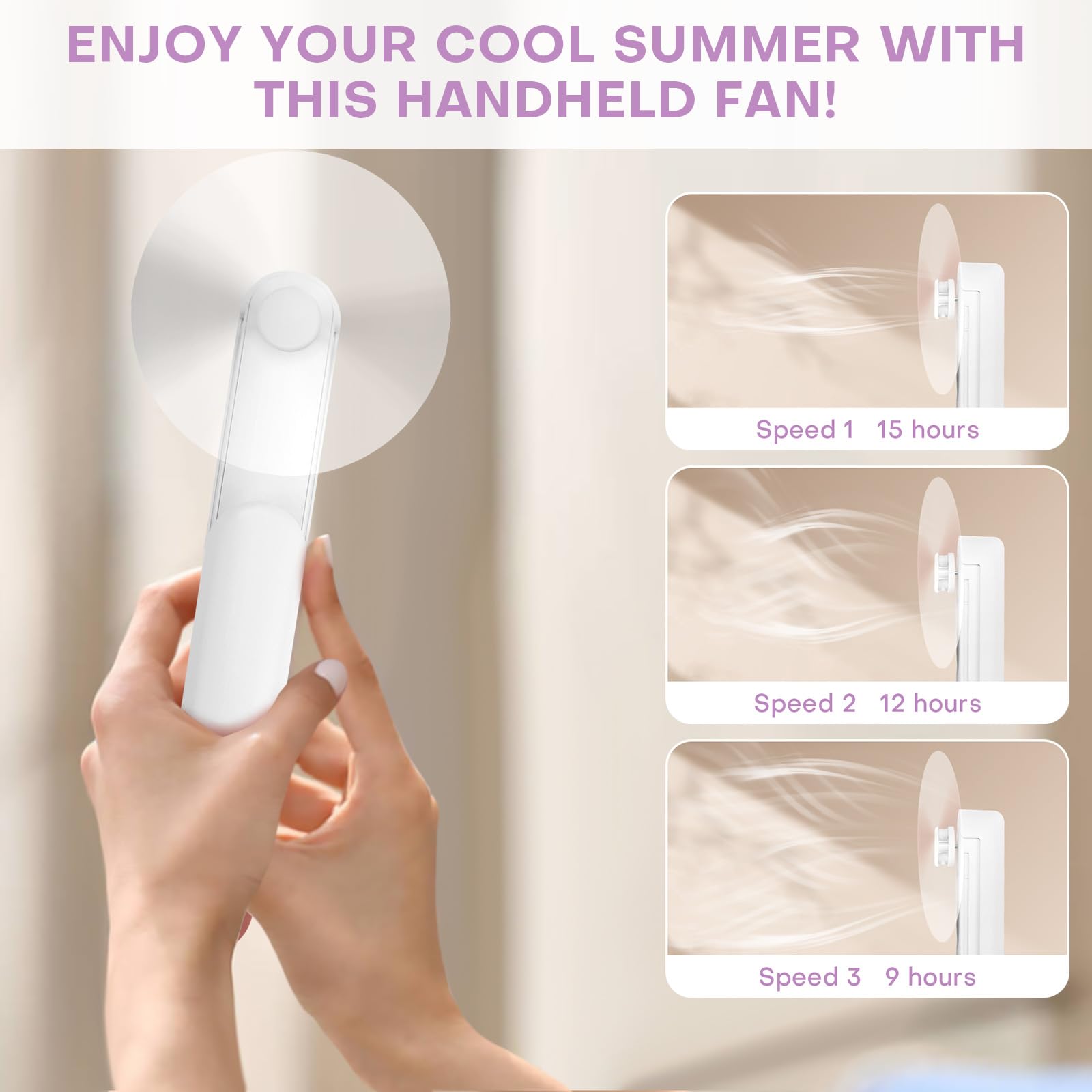 Mini ventilatore portatile portatile, piccolo ventilatore personale ricaricabile con design tascabile Power Bank per viaggio/regali da donna/accessori Disney World/elementi essenziali per