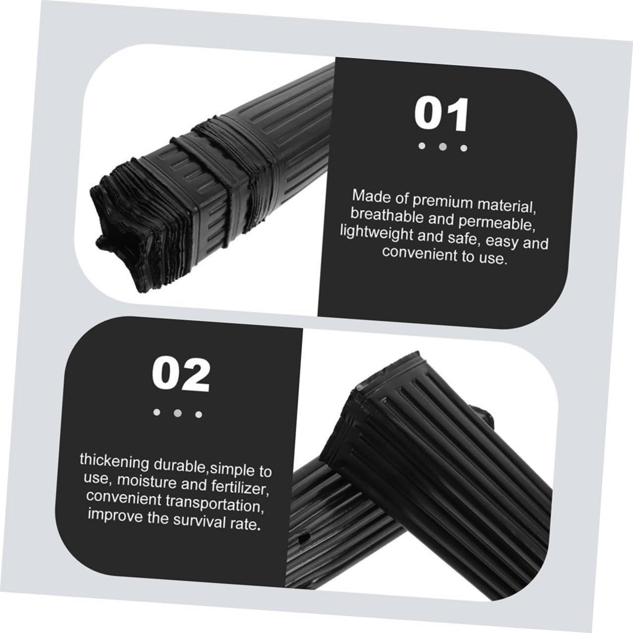 Lot de 60 Pots de Plantation pour Jardin en Plastique PP Noir, Pots Pépinière Profonds Perméabilité à l'eau, pour Légumes et Fleurs