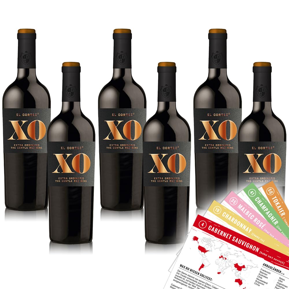 El Cortez XO Tinto, halbtrocken, sortenreines Weinpaket + VINOX Winecards (6x0,75l)