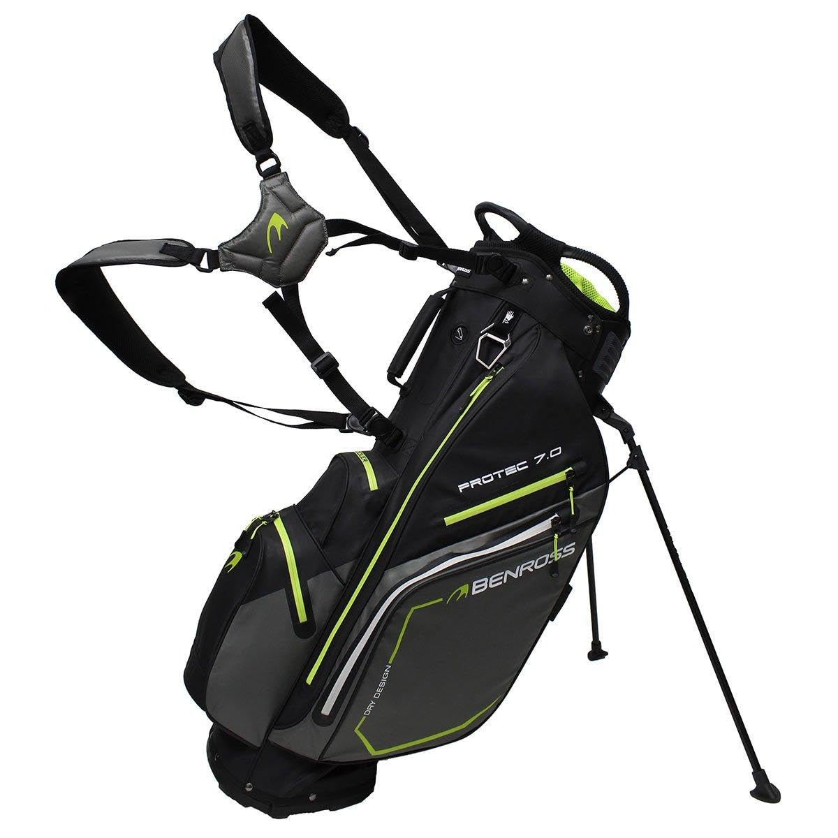 Benross By American Golf ProTec 7.0 Waterproof Golf Stand Bag – Black/Charcoal/Lime