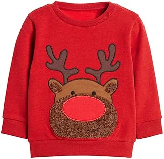 EULLA Boys Christmas Jumper Reindeer Sweatshirt Gift Kids Long Sleeve Dinosaur Tee Shirt Tops Crew Neck Pullover Hoodies Casual Outfit Clothes Age 1-7 Years