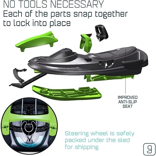 Vista 2 de Stratos - Trineo de nieve para niños - 2 personas Trineo de nieve orientable para mayores de 3 años Verde (Mystic Green),Azul (Electric Blue),rosado