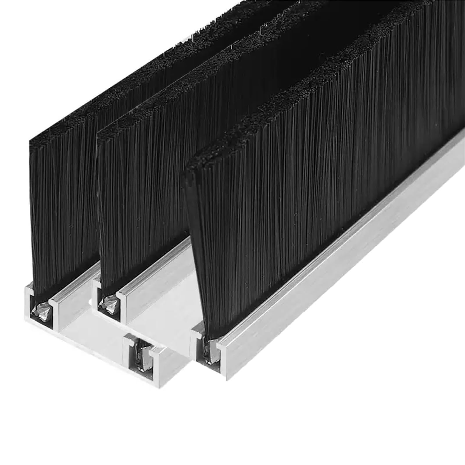 Puyuna 2 Pcs Door Brush Strip, Aluminum Alloy Strip Brush For Bottom Sealing Height 10-300Mm(,Brush Height 80Mm)