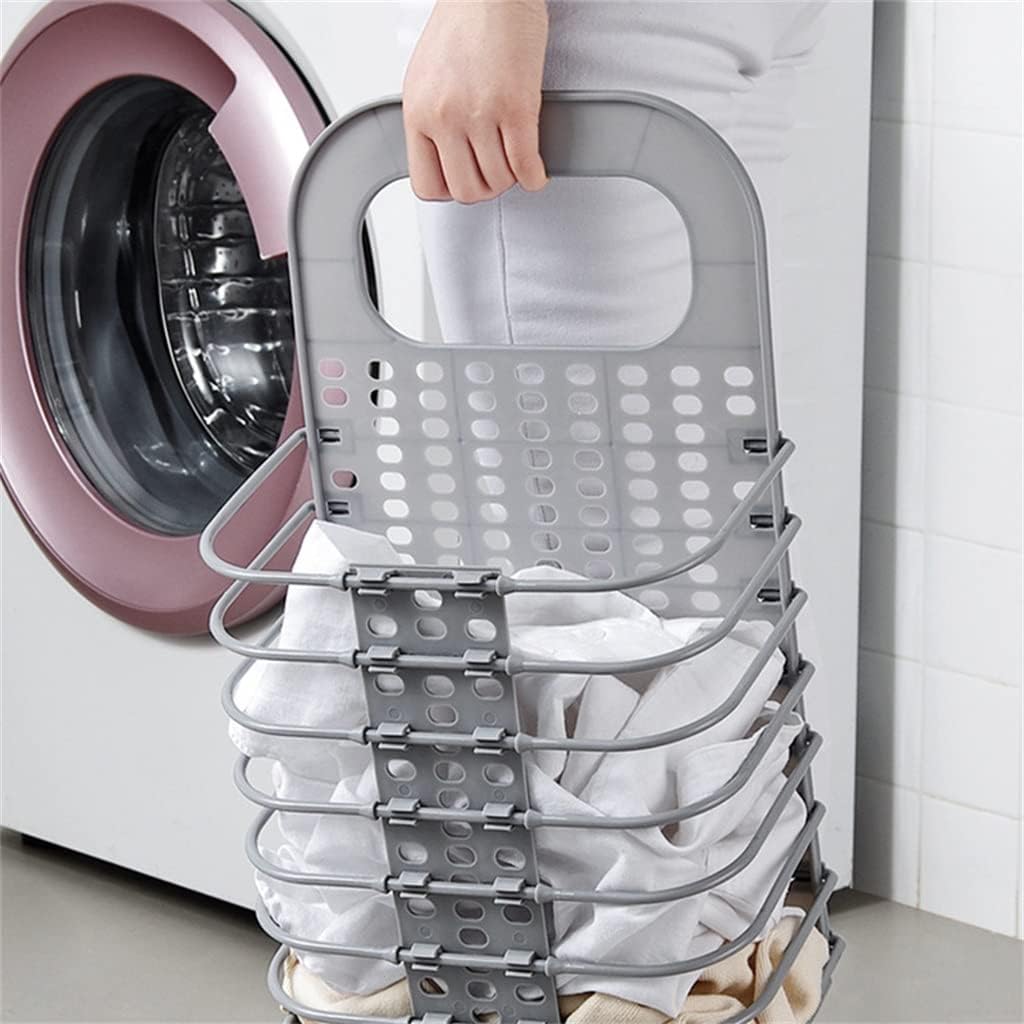 Plastic Foldable Laundry Basket Dirty Clothes Storage Basket Household Laundry Hamper Clothes Storage Bag with Hook (Color : B, Size : 28 * 46 * 17cm) (A 28 * 46 * 17cm)