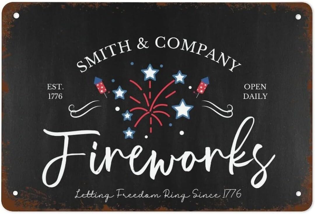 rayprint Aluminum Tin Sign Vintage 4th of July Fourth of Retro Metal Sign for Garden Home Office Wall Decor 8x12 Inch