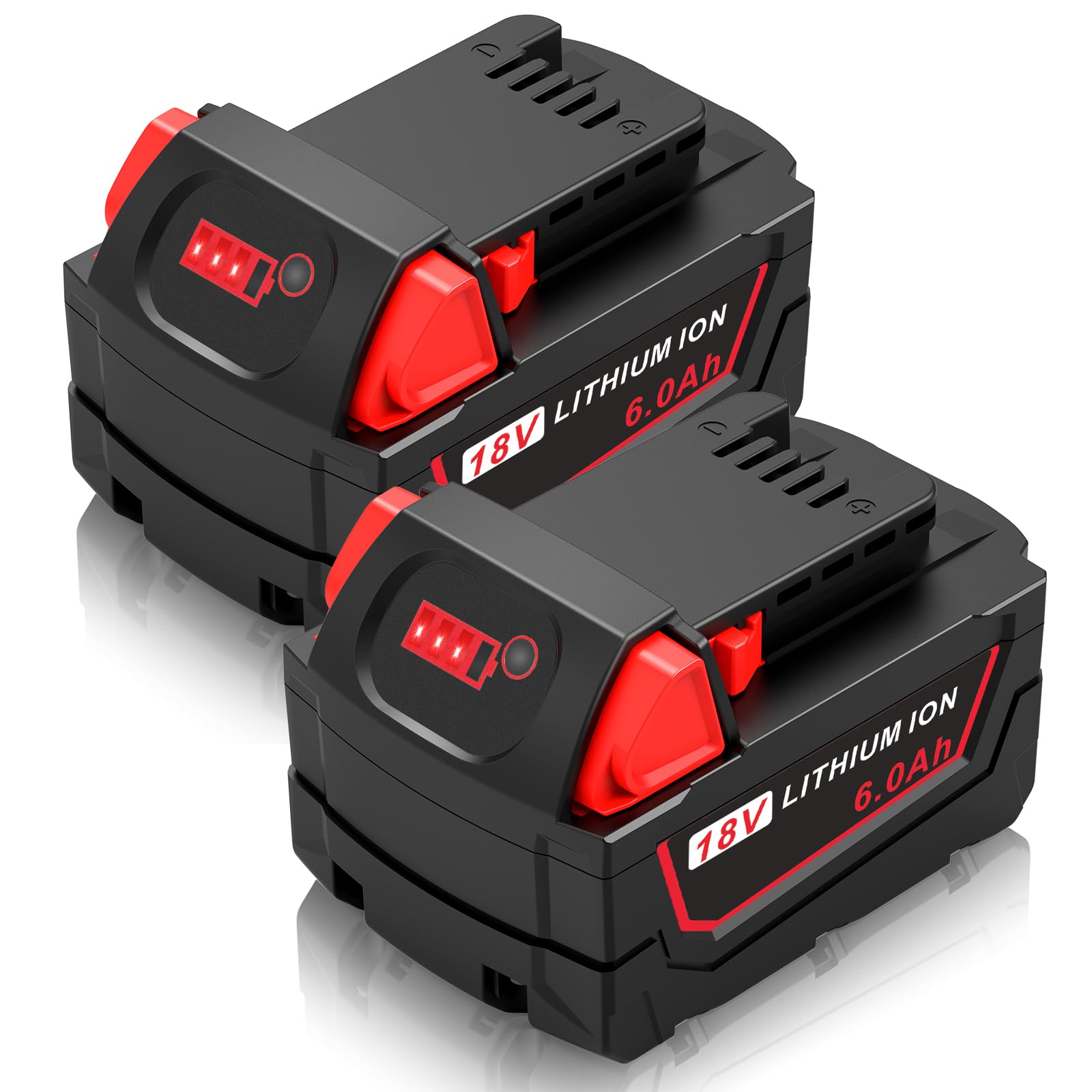 ASUNCELL 2 baterías de 5500 mAh para Milwaukee, 18 V Li-Ion batería de repuesto para Milwaukee M18 batería compatible con Milwaukee M18B XC 48-11-1815 48-11-1820 48-11-1850 2601 2610 2611 26200 2630