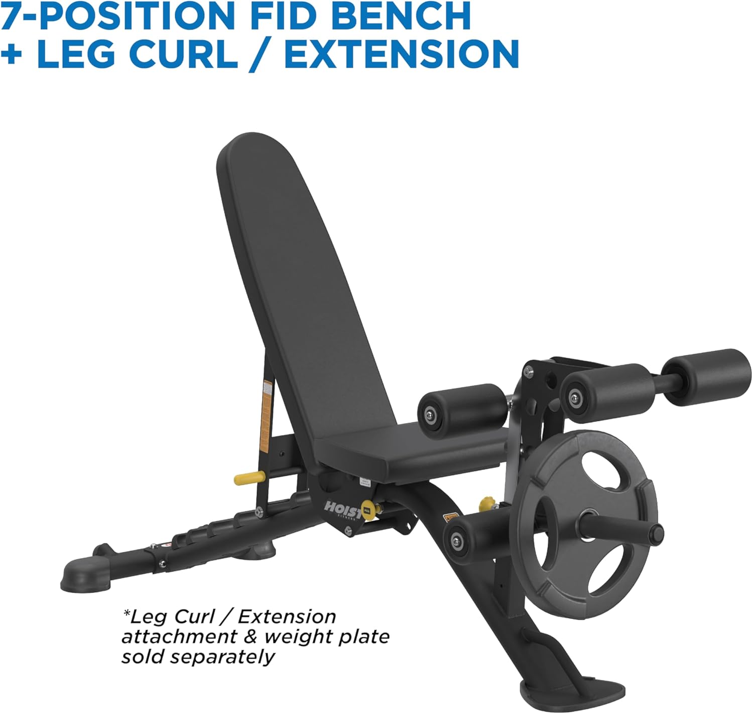 HOIST Fitness Weight Bench, 7-Position Adjustable Multi-Position Full-Body Strength Training Bench for Flat, Incline, Decline Workouts - incline weight bench adjustable for exercises - FID bench for lifting weights.