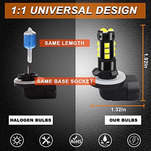 Viesyled 881 LED Fog Lights Bulb 886 896 80W Led Bulbs, 6000K White Extreme Bright 894 862 888 Led Lights, Waterproof 4000LM 3030SMD Auto Car Vehicle DRL Driving Fog Lights Bulbs Replacement