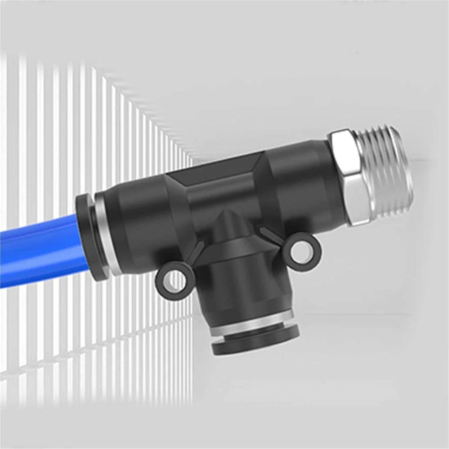 1pc Black PD Pneumatic Quick Connector PU Hose Air Pipe 4 6 8 10 12mm Tee Side External Thread BSPT1/4 1/2 1/8 3/8 M5(PD6-04)