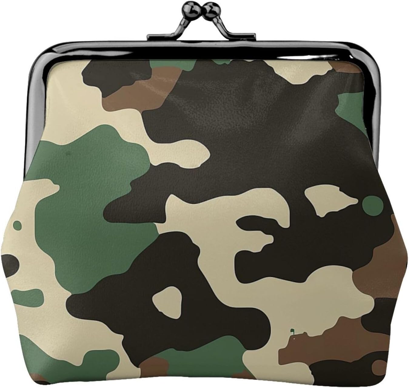 Camouflage Pattern Printed Coin Purse for Women Cute PU Leather Coin Wallet Mini Coin Purse Pouch with Kiss-Lock
