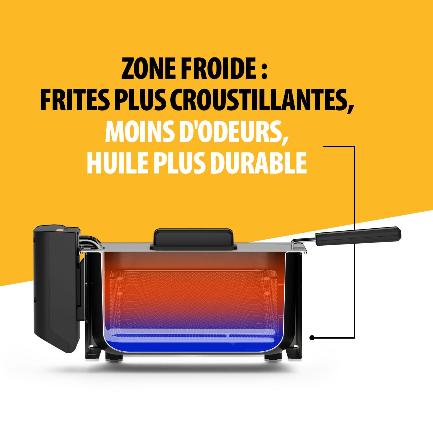 Tristar Friteuse Acier Inoxydable 3L Température Réglable 190°C Zone Froide Pièces Lavables Lave-Vaisselle Noir