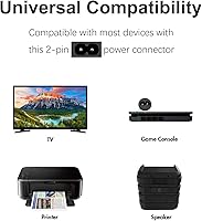 Vista 5 de TPLTECH Cable de alimentación de CA compatible con Xbox One S/X, Xbox Series X/S, PS4/PS5/PS3 Slim, reemplazo universal de 2 clavijas