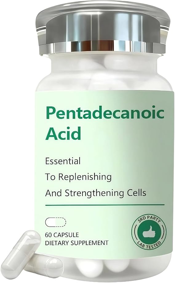 Pentadecanoic Acid, Pentadecanoic Acid Formula Supplement, Sourced from High-Altitude Sheep Milk, 60 Capsules