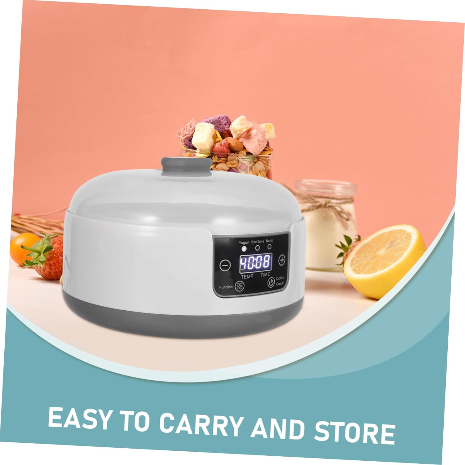 HANABASS Automatic Yogurt Maker Lcd Display Temperature Control Capacity Hour Timer for Homemade Yogurt for Family Use and Kitchen Applications