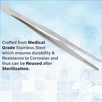 Specimen Spec Jar Forceps 10 (25.4 cm), Blunt Serrated Tips, Straight Stainless Steel