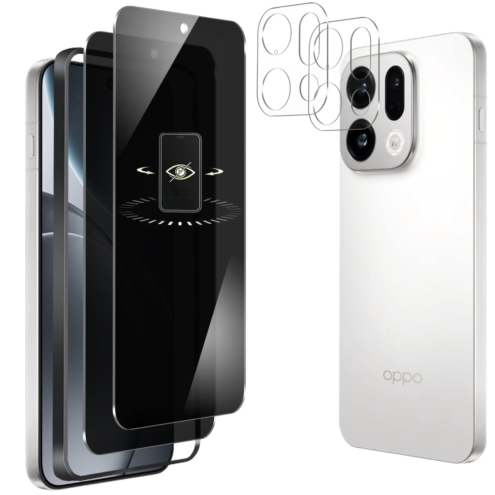 【2+2枚】oppo find x9 フィルム180°覗き見防止 oppo find x9 ガラスフィルム のぞき見防止 硬度9H oppo find x9 用の 保護フィルム 飛散防止 撥水撥油 指紋防止 気泡ゼロ 自動吸着 指紋認証対応