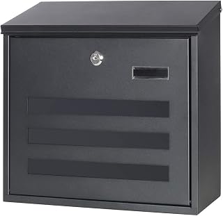 Locking Mailbox Wall Mounted Vertical- Jssmst mailboxes with Key Lock Large Capacity, Key Lock Drop Box Large Capacity with Galvanized Cover and Rust-Proof Metal, 13 x 11.8 x 4.1 Inch SM-HPB918