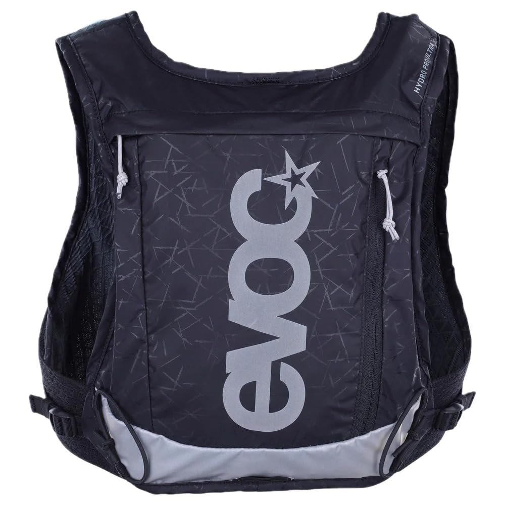 Zaino idratante EVOC HYDRO PRO ULTRA 1,5, zaino con sacca idrica da 1,5 l per l'uso in gara (vestibilità aderente al corpo, tasche facilmente accessibili, zaino riflettente), nero
