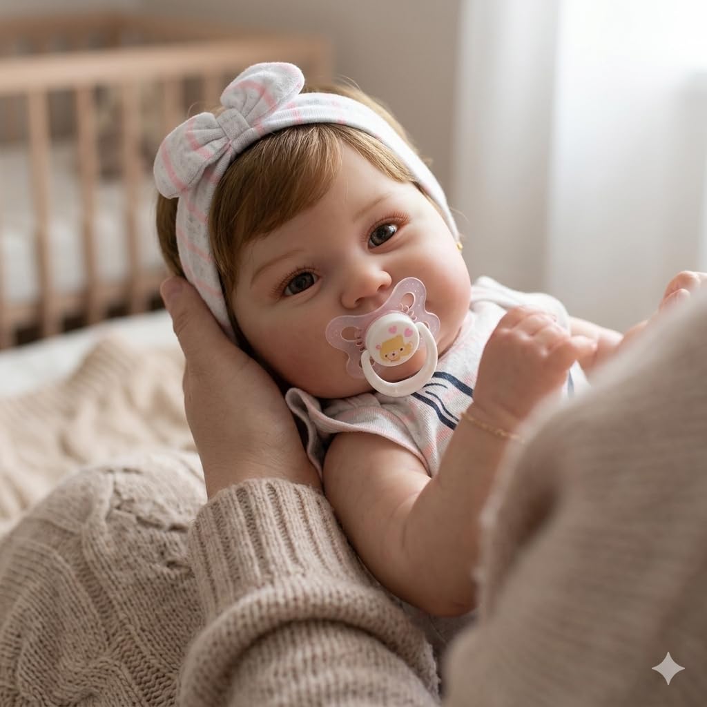 MineeQu Hand Capelli radicati realistiche Bambole Reborn 43 cm Corpo intero in vinile Anatomicamente corretto Bambole neonato Sorridendo doll d'arte per ragazze Sicuro per i bambini dai 3 anni in su