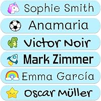 Vista 47 de 50 calcomanías con nombre personalizadas para niños. Etiquetas adhesivas para escuela, jardín de infantes, libros, juguetes y Tupperware. Etiquetas