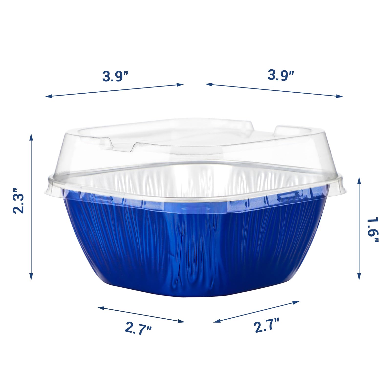 EUSOAR Aluminum Foil Baking Cups with Lids, 8oz 50pcs Disposable Ramekins with Lids, Muffin Cups for Baking, Square Cupcake Pans, Mini Cake loaf Bread Containers Pans for Party Favor Birthday