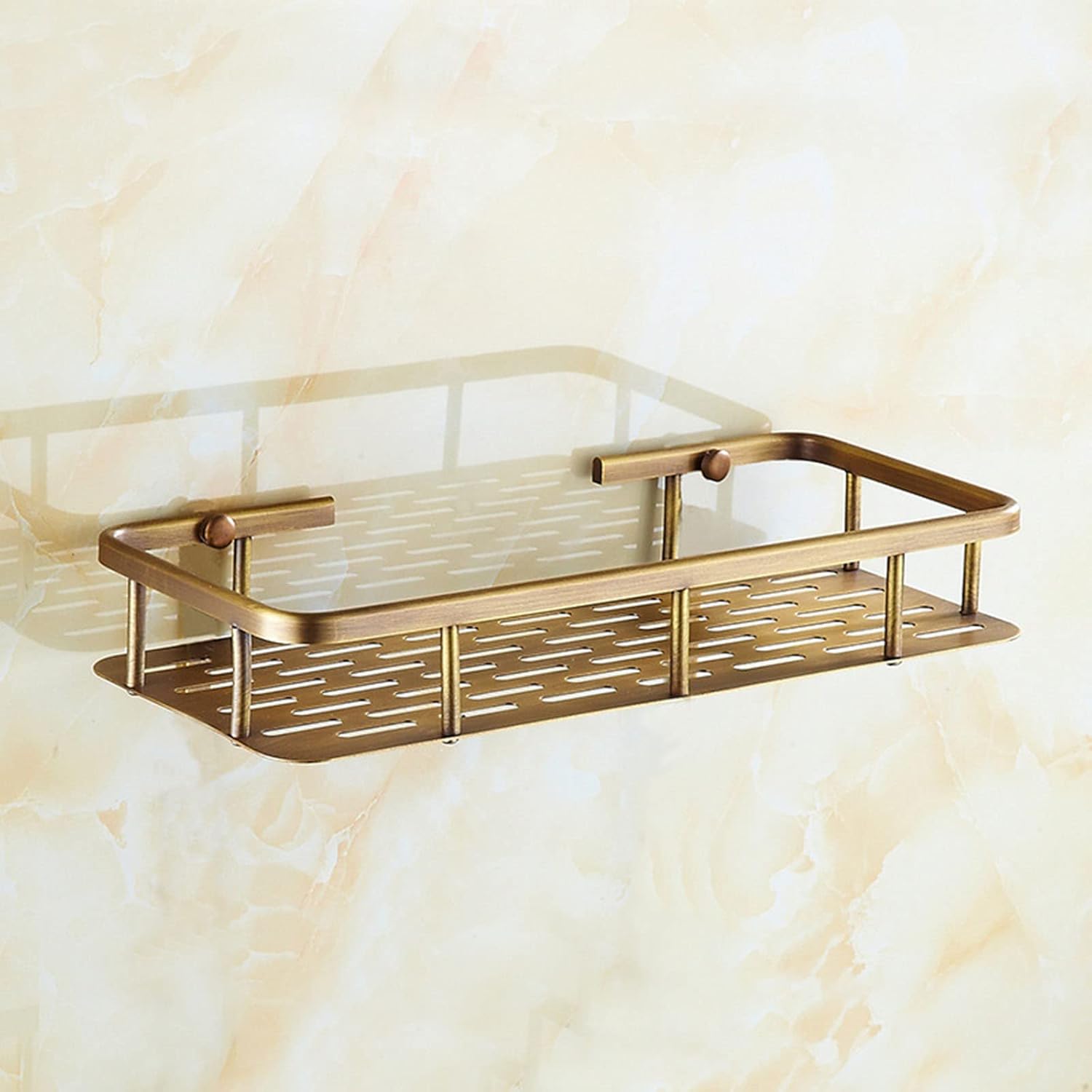 Bathroom Shower Shelf - Rustproof Copper Solid Brass Storage Caddy - Wall Mounted Organizer for Toiletries and Corner