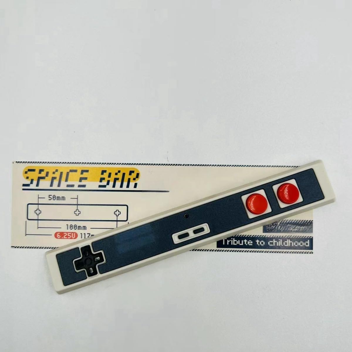 Spacebar Keycap Retro Video Game Console Key Cap Handmade Artisan Custom Keyboard Caps for Cherry MX Mechanical Keyboard Lovers Gift for Christmas (Black+White)