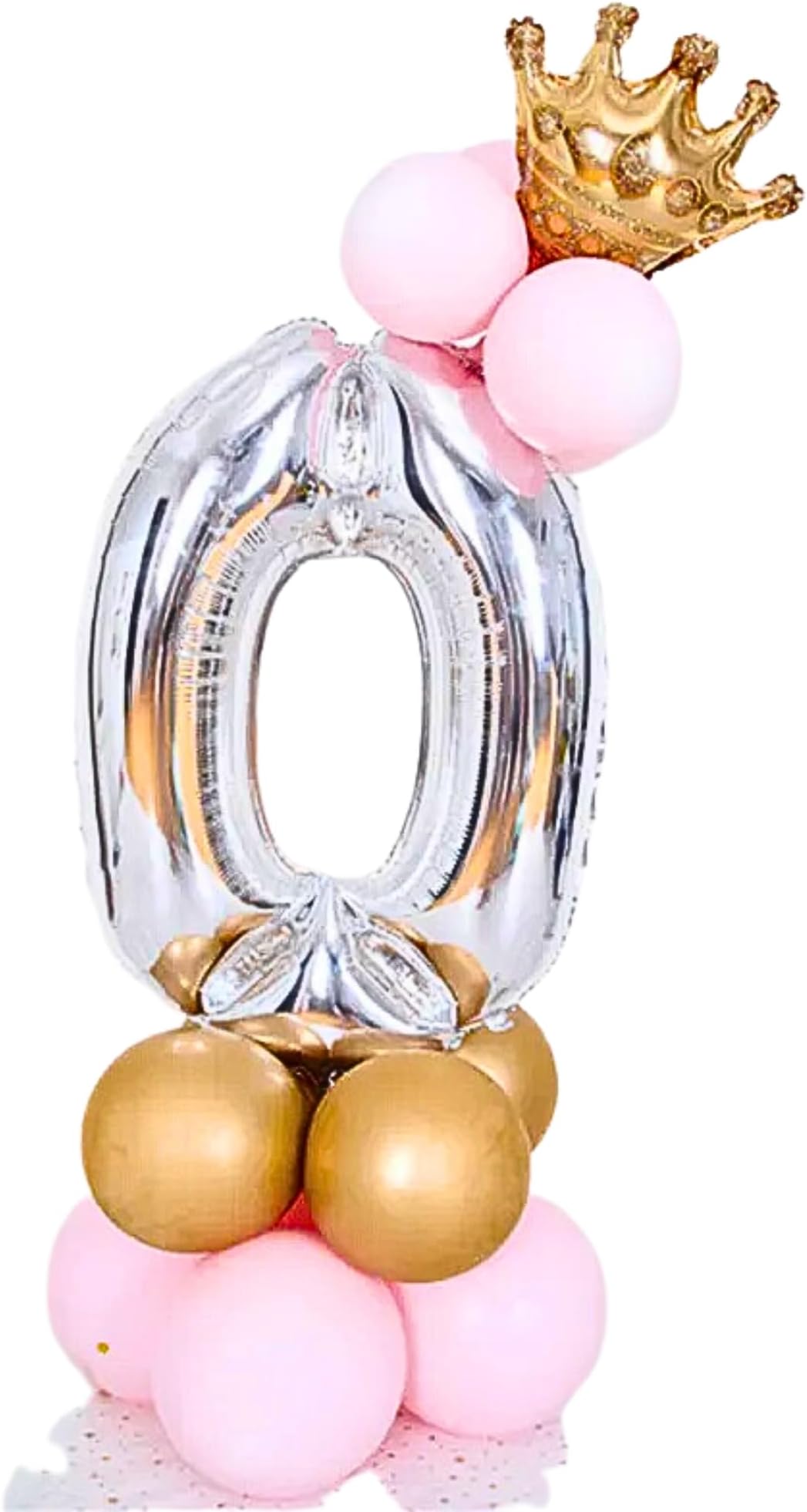 Birthday Number Balloons with Helium Crown and Latex Balloons for Kids Birthday Party, Anniversary, Photoshoots, or any Celebration to Make it a Special Occasion - 40inch (1m) (Silver - 0)