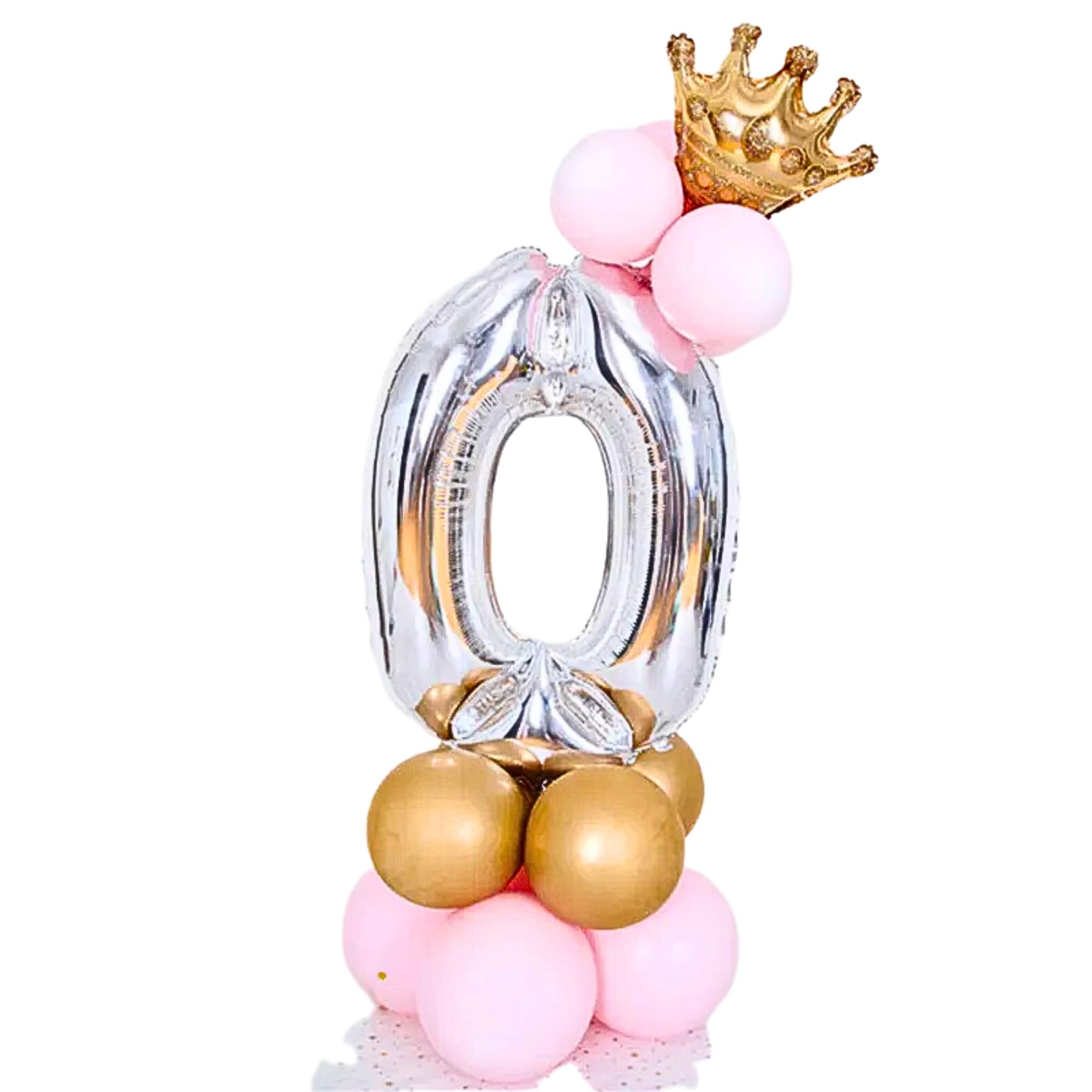 Birthday Number Balloons with Helium Crown and Latex Balloons for Kids Birthday Party, Anniversary, Photoshoots, or any Celebration to Make it a Special Occasion - 40inch (1m) (Silver - 0)