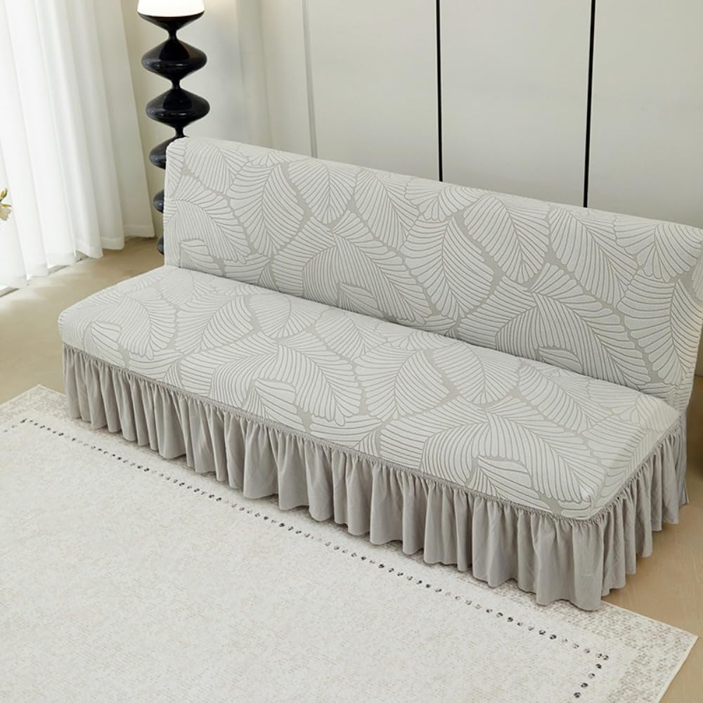 Housse clic clac extensible velours : protection totale anti-taches et jupe intégrée gris clair