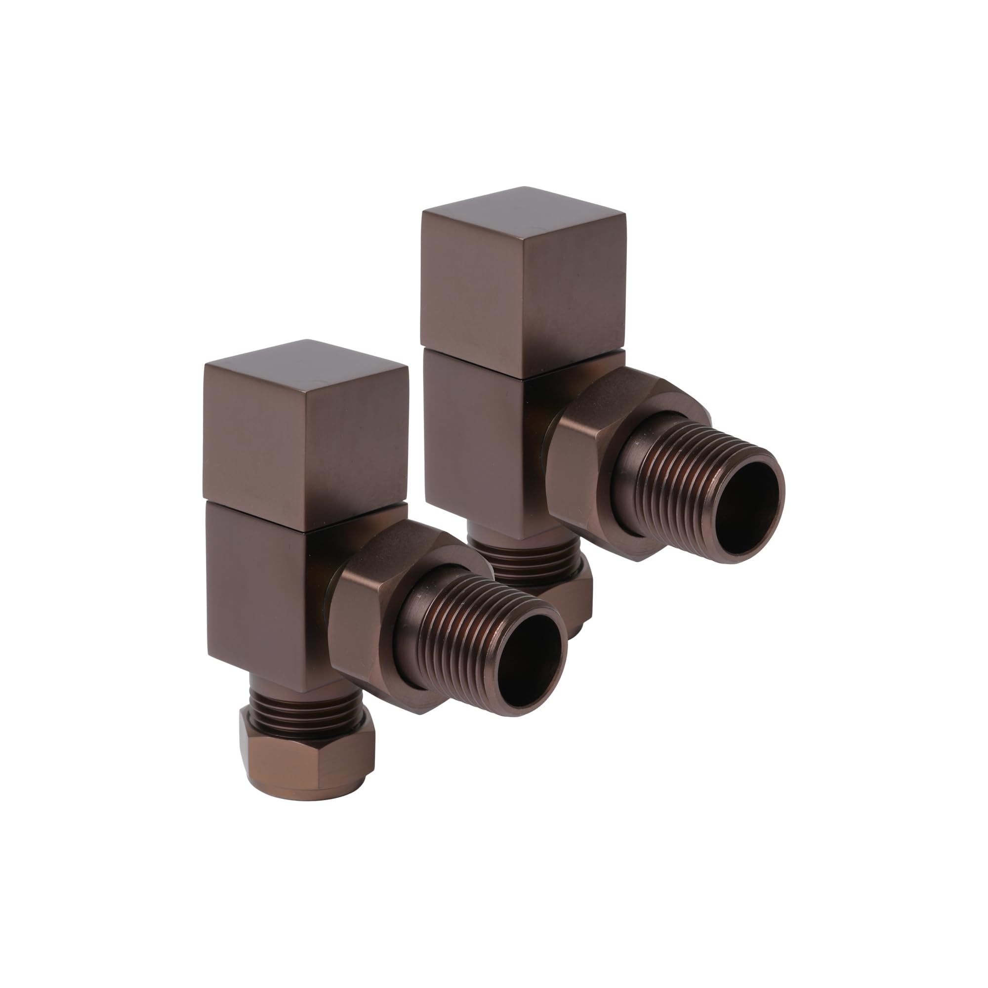 Bronze Angled Radiator Valves Square Top Modern Radiator Valves Pair of 15mm x 1/2" (Set of 2) for Heated Towel Rails & Central Heating Radiators Bronze Radiator Valve Set