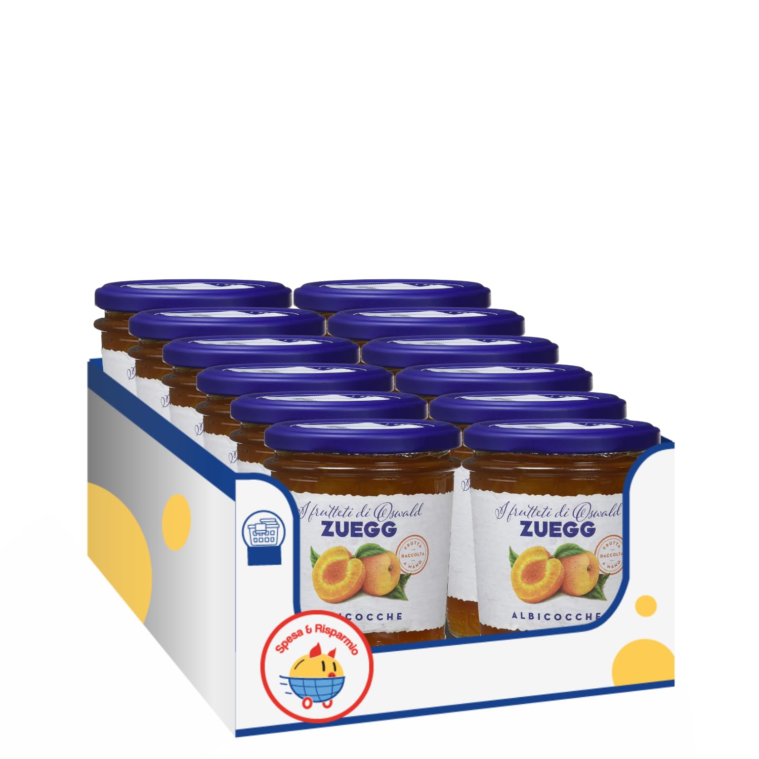 Confettura Extra di Albicocche 320 g – Marmellata Ideale per Colazione, Pane e Dolci dal Gusto Naturale e Fruttato – Variazioni 4/8/12 Pezzi (12 PEZZI)