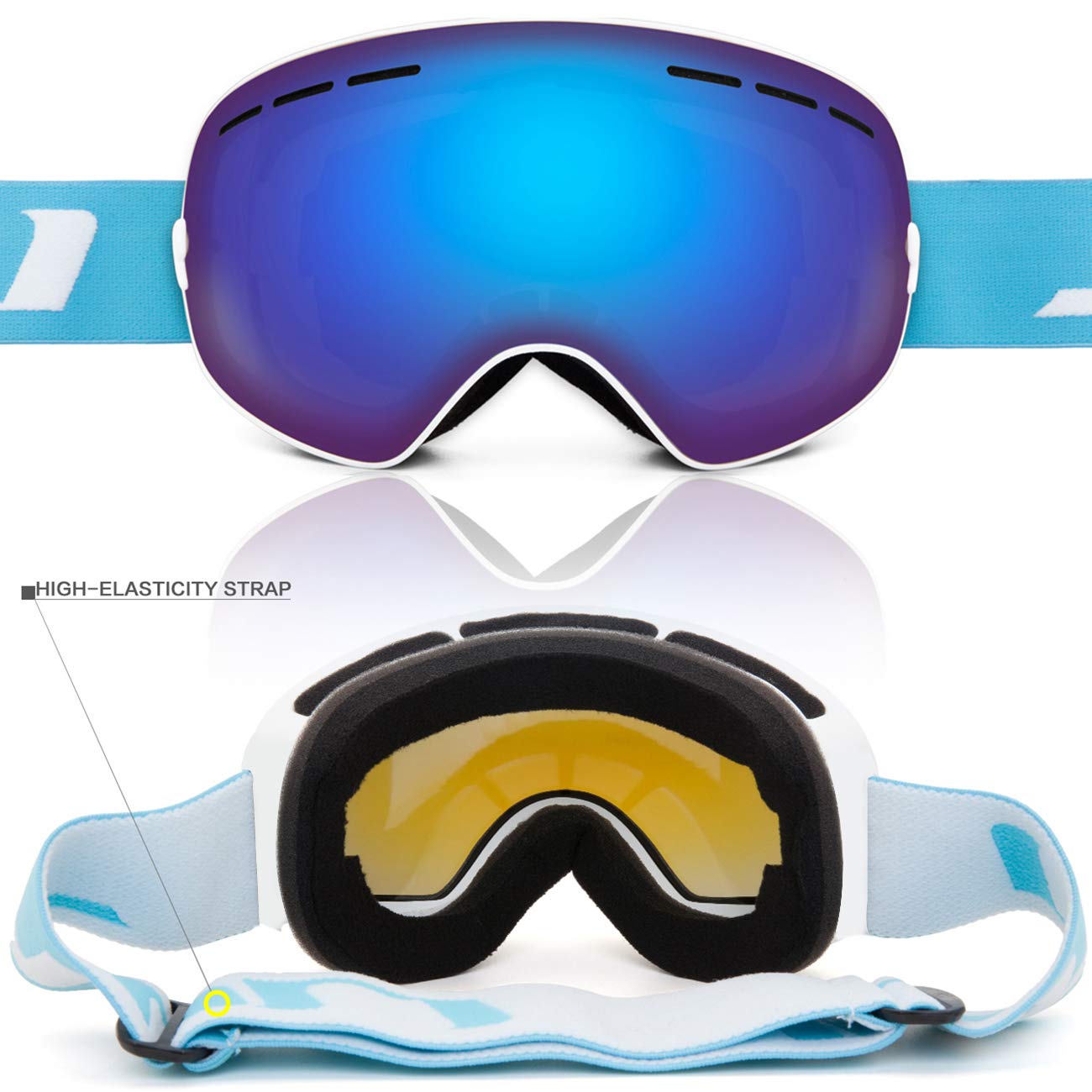 Juli Lunettes de snowboard et de ski pour enfants (blanc/bleu)
