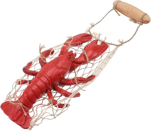 HEALLILY Langosta roja de resina para colgar en la pared, langosta y cangrejo, decoración de pared, colgante de sala de estar, dormitorio,