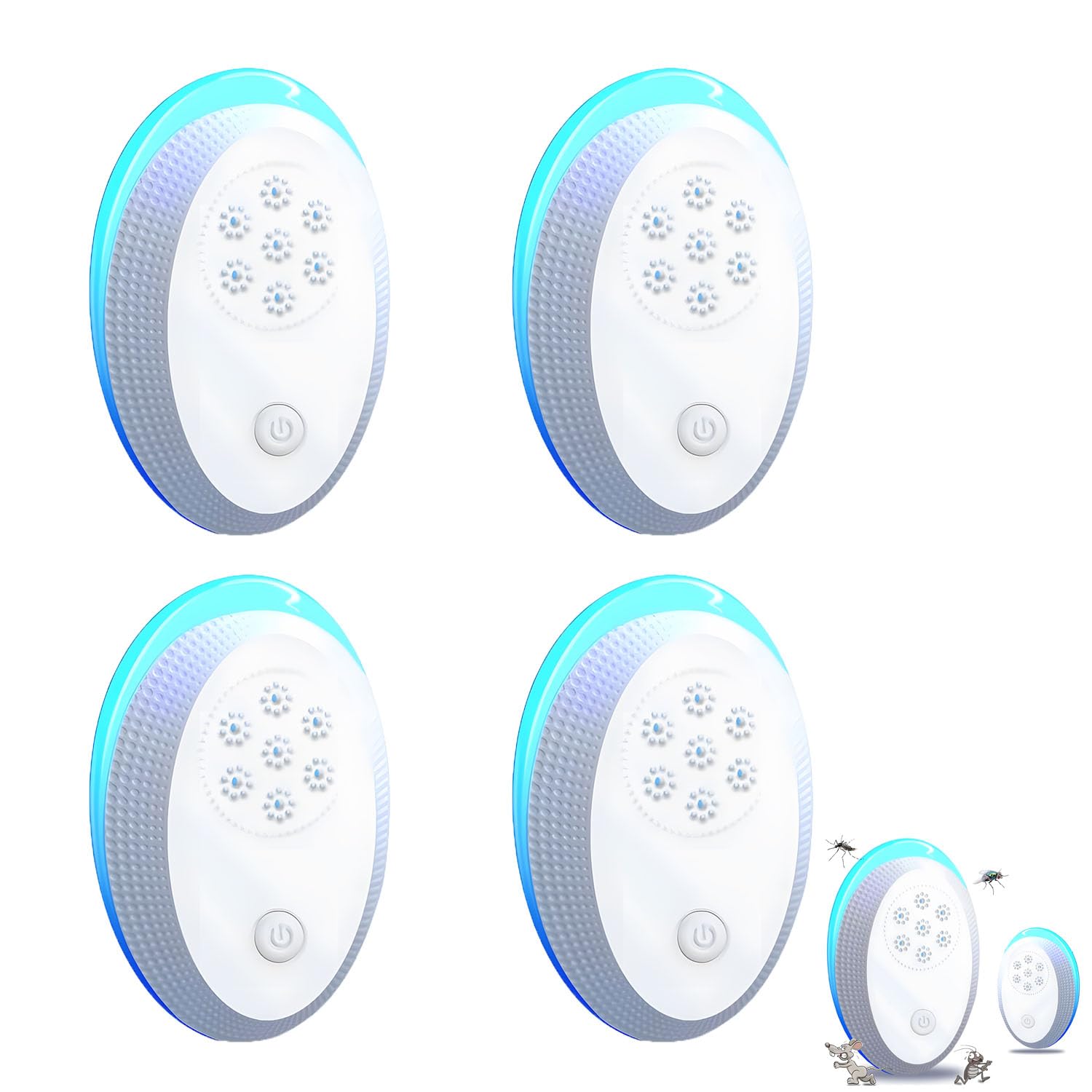 AputueUltrasonic Pest Repeller, Plug And Play Pest Repellent Ultrasonic Plug In, 4 pcs Mosquito Repellent Plug In for Indoors, Efficient Repelling Rat, Spider, Mosquitoes, Mouse, Cockroach, Bed Bug