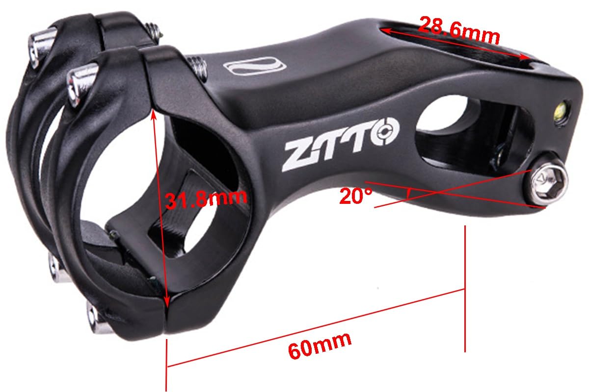 Potencia de Bicicleta de Aluminio de 20 Grados y 31,8 mm para MTB, potencias de Manillar Cortas de 60 mm y 80 mm para Bicicletas de Carretera, ciclocross, Gravel, Aventura, BMX, XC