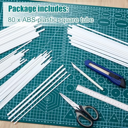 Image of Outus 80 Pcs ABS Round Plastic Tube 4 Sizes 3 /4 /5 /6mm White Bars Rod Hollow Tubing Connector Plastic Rod for DIY Crafts Sand Table Architectural Model Making