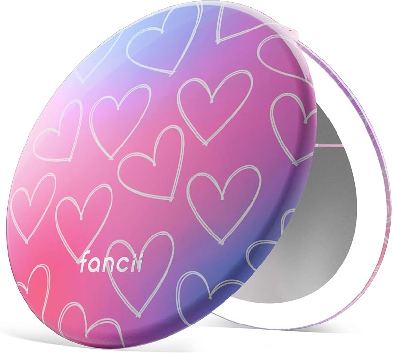 Espelho de maquiagem compacto Fancii Taylor com iluminação LED, recarregável, ampliação 10x e 1x, Lovestruck