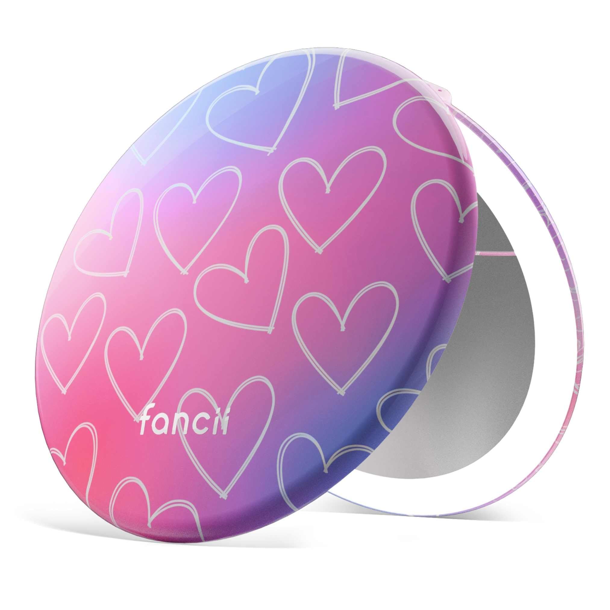 Fancii Taylor LED Lighted Travel Makeup Mirror, Rechargeable, 10x /1x Magnifying, Tru-Glow Lighting System, XL Large 5” Wide | Compact Mirror for Purses (Lovestruck)
