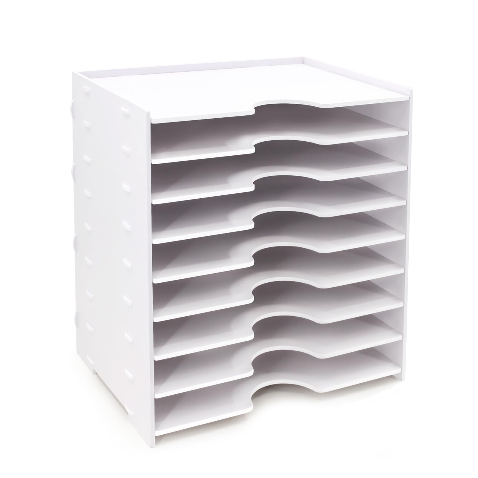 SONGWAY File Organizer for Desk - 9 Tier Wide Document Holder, Letter Mail Tray Storage Rack, File Sorter Organizer, Paper Storage Holder, Desktop Organizer for Home Office School, White