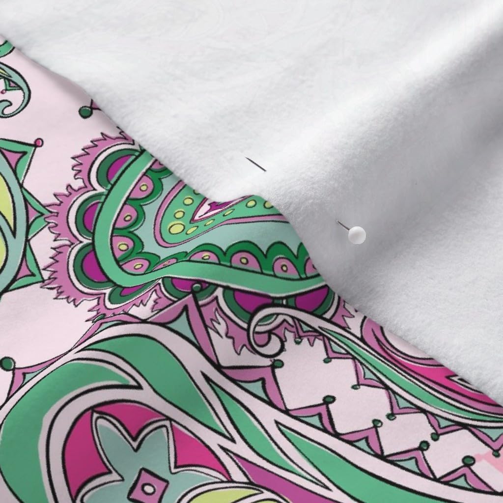 Spoonflower Fabric - Fun Games Happy Fuchsia Pink Bright Paisley Printed on Polartec(R) Fleece Fabric by The Yard - Sewing Blankets Loungewear and No-Sew Projects