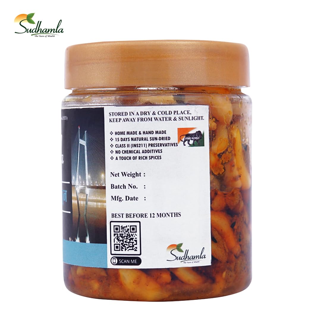 Garlic Pickle - 200 gm Sudhamla Handcrafted Gourmet Delight in Sunflower Oil Homemade Lahsun Ka Achar Flavorful Garlic Infused in Premium Olive Oil Tangy and Spicy with Garlic Pieces 2