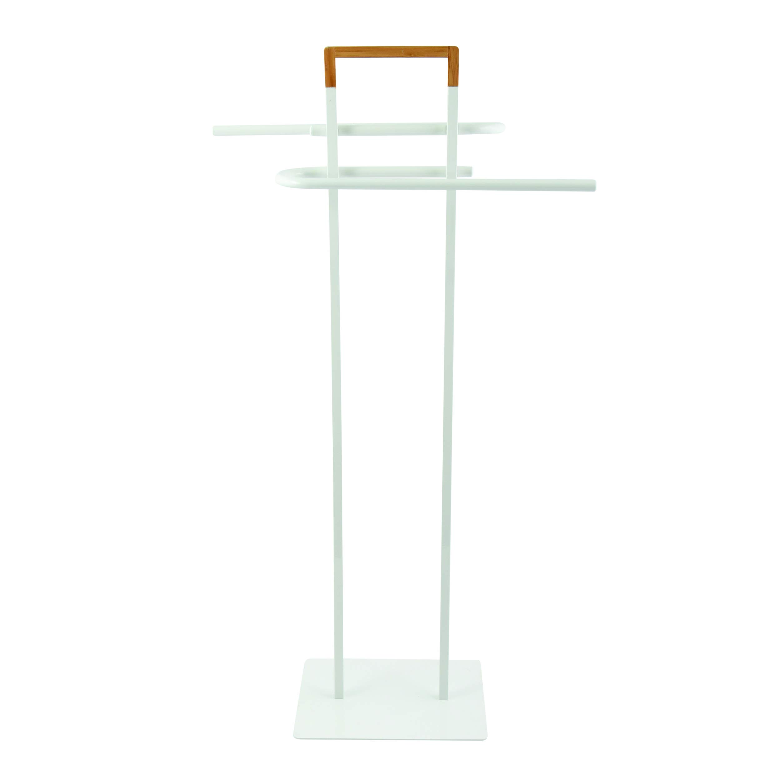 Spirella - Piantana da bagno portasciugamani, serie Natura, (L x A x P) circa 46,5 x 20 x 85,5 cm, con 2 aste per asciugamani, colore: bianco