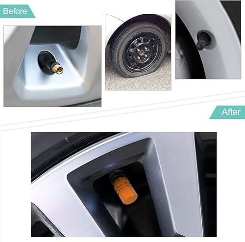 Miniatura 4 de Moly Magnolia - 4 tapas de válvula de vástago de neumático para automóvil, a prueba de polvo, protección de aire a prueba de fugas para automóviles,