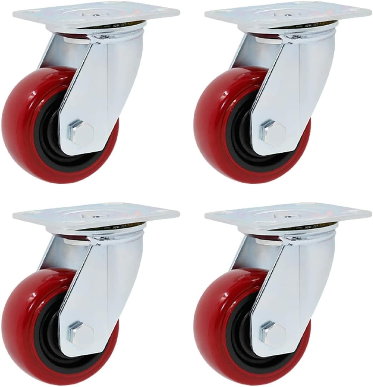 Castor Wheels Swivel Office Castors 4 Pcs Heavy Duty Swivel Wheels Trolley Furniture Caster Replacement Polyurethane Wheels Industrial Plate Casters, Moving Cas